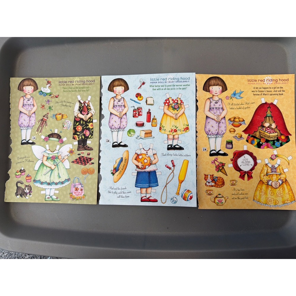 Mary Engelbreit Little Red Riding Hood Paper Doll Sheets 3 Uncut Vintage Pages